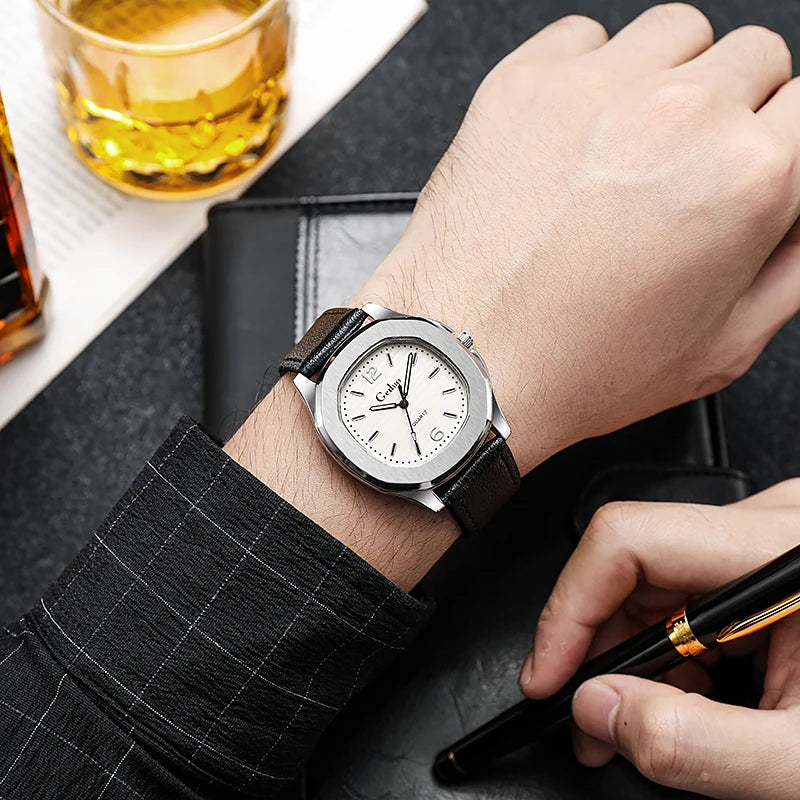 2022 New Casual Leather Strap Men Sports Watch Quartz Elegant Men's Wristwatch Relogio Masculino reloj hombre Montre Homme Saat